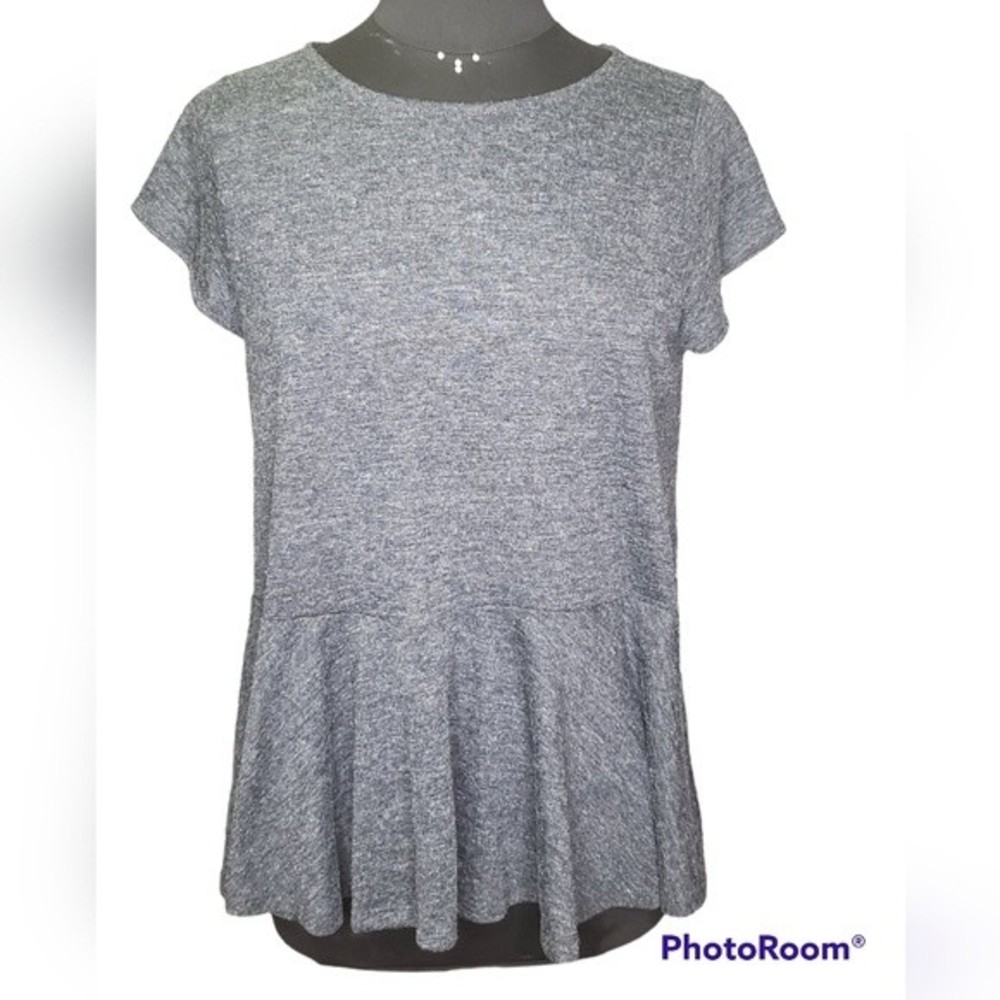 LOFT blue ruffle bottom sleeveless shirt